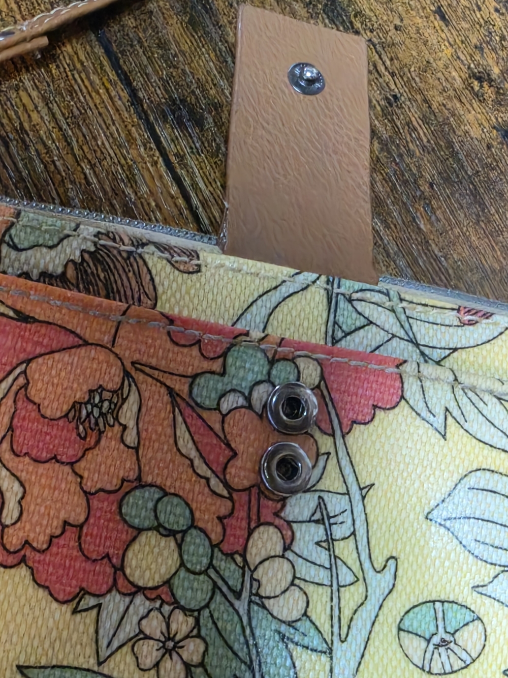 Sakroots Yellow Floral Crossbody Wallet with Tan Strap - Picture 8 of 12